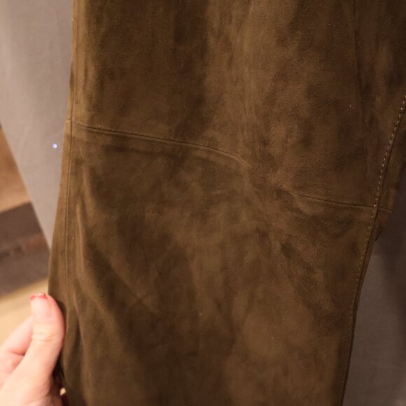 NWT Lauren Ralph Lauren Black Label Goat Suede High-Rise Boot Pants – Dark Olive - Picture 8 of 15